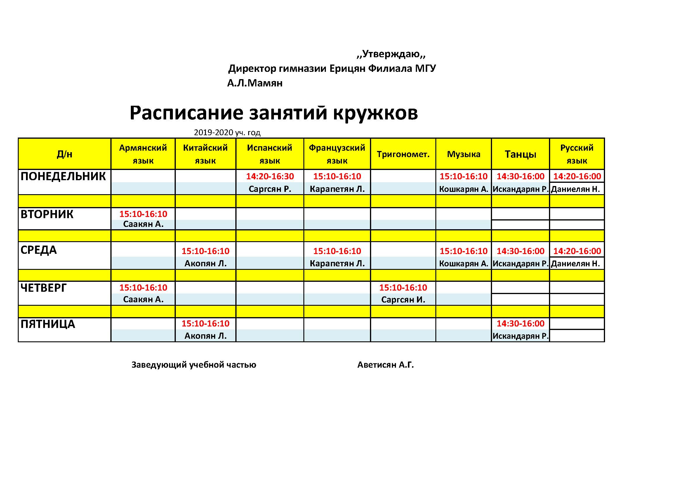Мисис расписание занятий